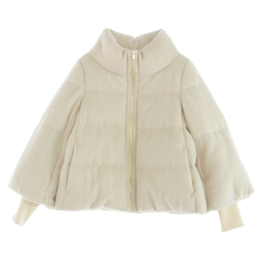 アナイ アルパカ シャギー ショート ダウン ジャケット オフホワイト系 34【中古】