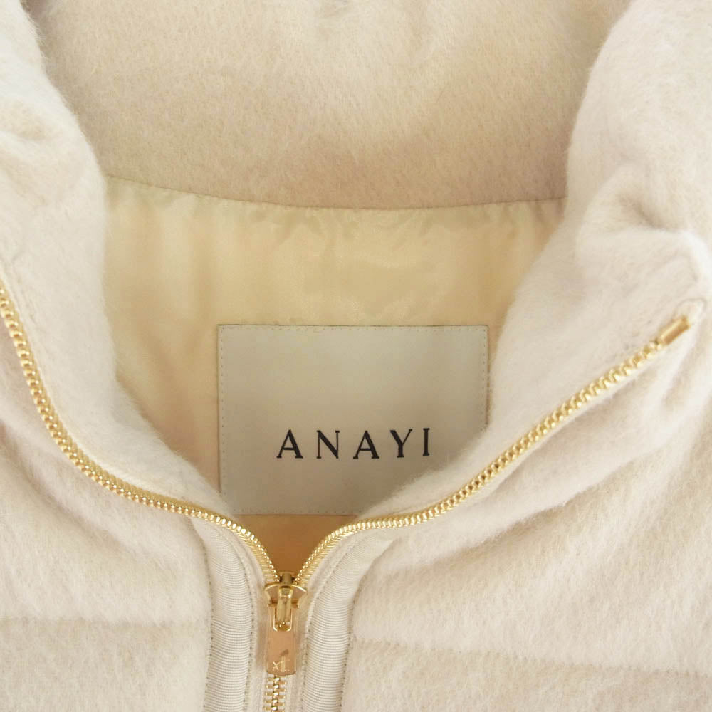 アナイ アルパカ シャギー ショート ダウン ジャケット オフホワイト系 34【中古】