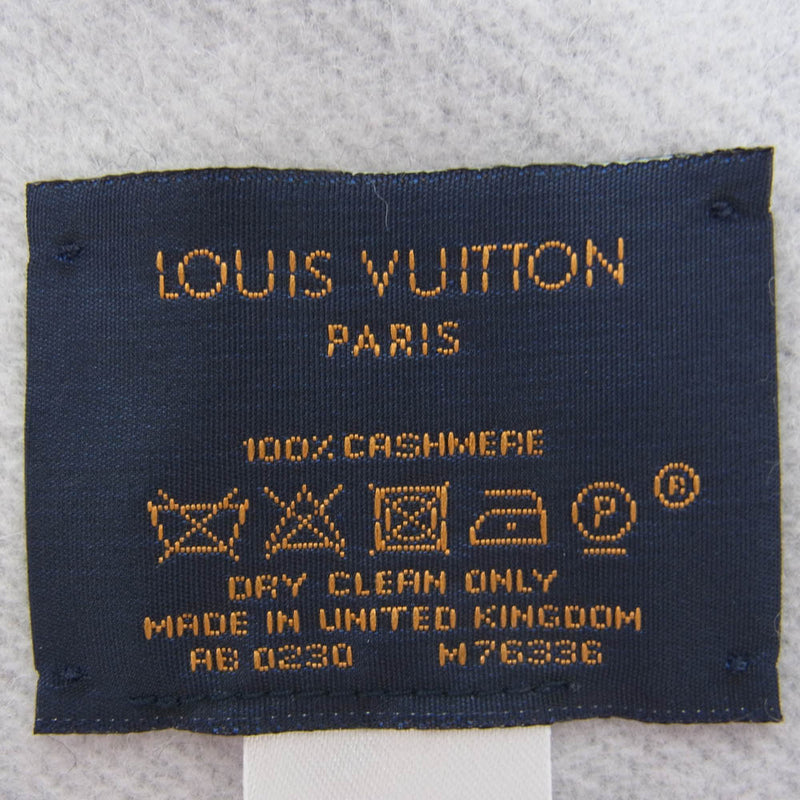 LOUIS VUITTON ルイ・ヴィトン M76336 カシミヤ100％ モノグラム リバーシブル マフラー レイキャビック グラディエント グレー系【中古】