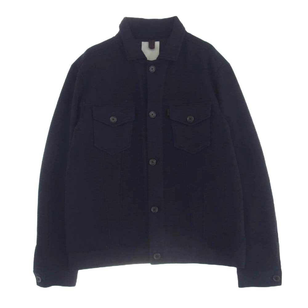 エストネーション ウール ニット ブルゾン トラッカー ジャケット ダークネイビー系 L【中古】