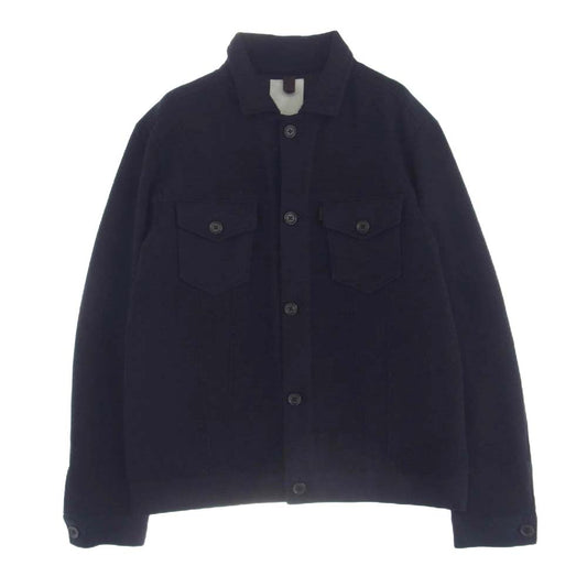 エストネーション ウール ニット ブルゾン トラッカー ジャケット ダークネイビー系 L【中古】