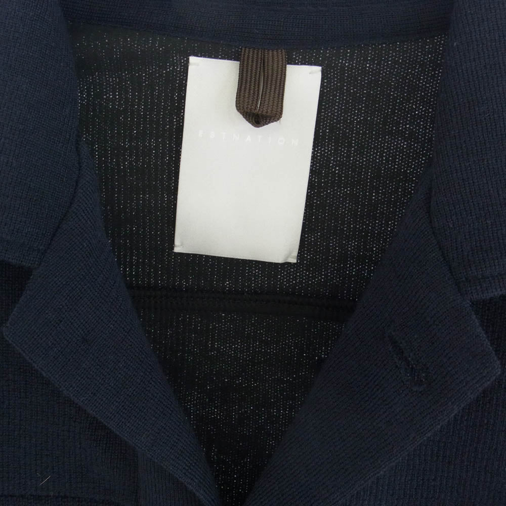 エストネーション ウール ニット ブルゾン トラッカー ジャケット ダークネイビー系 L【中古】