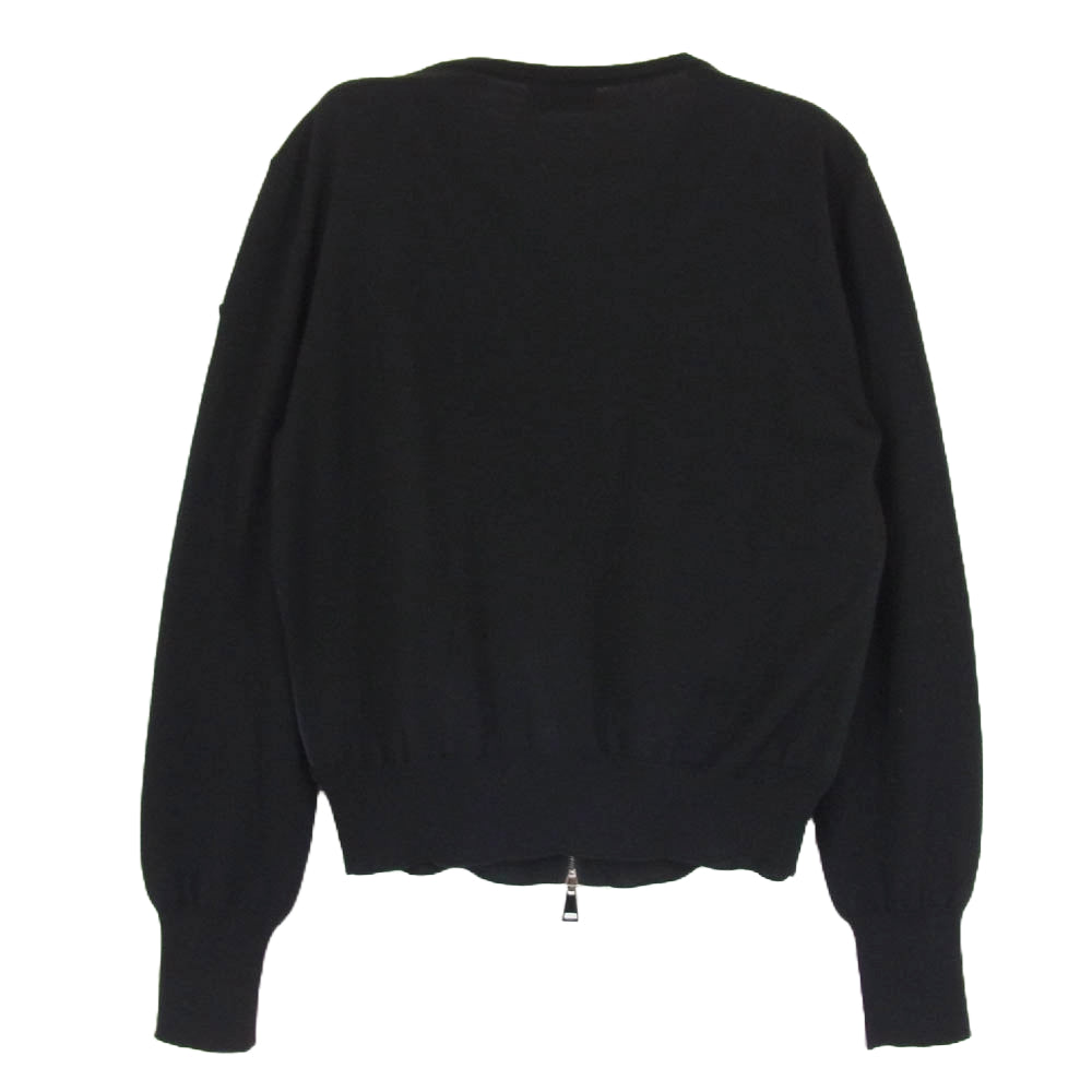 MONCLER モンクレール G20939B00012 CARDIGAN TRICOT ナイロン ニット 切替 フリル ジップ カーディガン ジャケット ブラック系 S【中古】