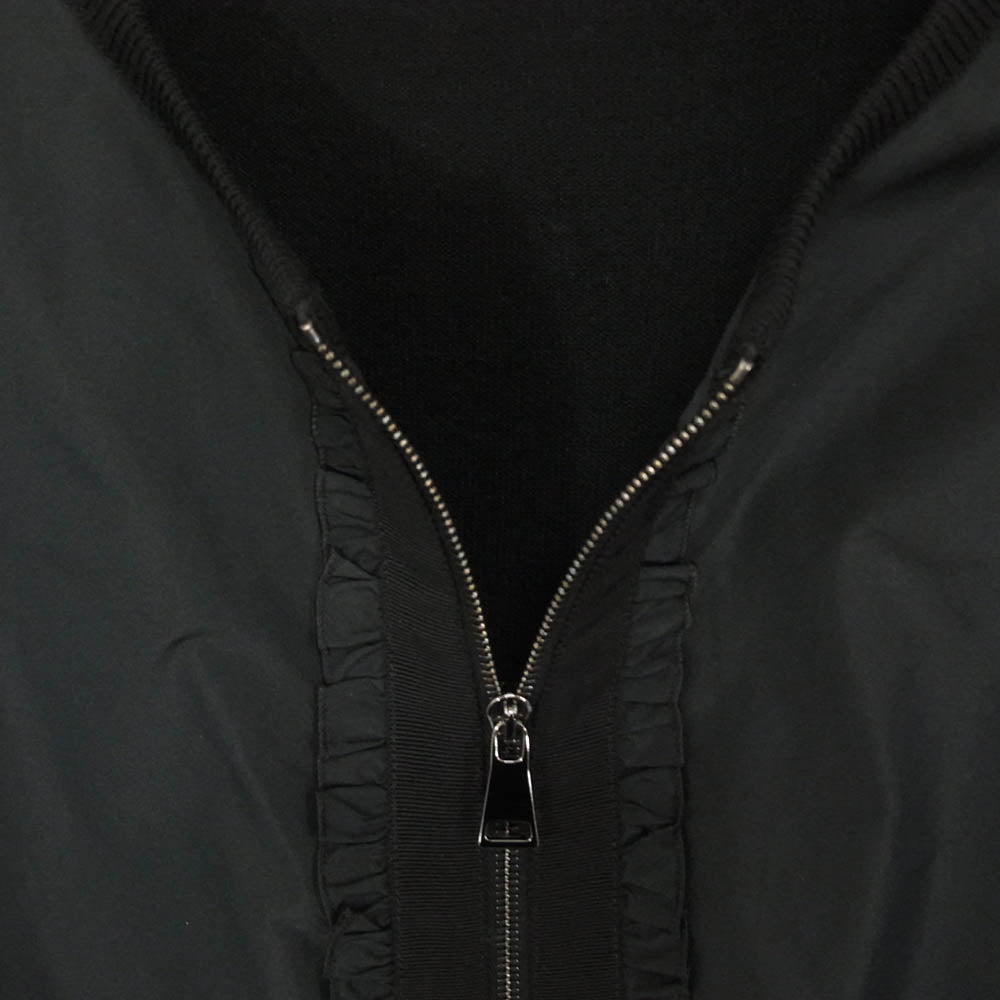 MONCLER モンクレール G20939B00012 CARDIGAN TRICOT ナイロン ニット 切替 フリル ジップ カーディガン ジャケット ブラック系 S【中古】