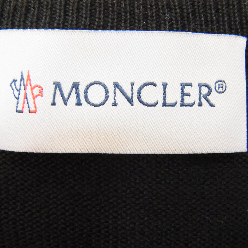 MONCLER モンクレール G20939B00012 CARDIGAN TRICOT ナイロン ニット 切替 フリル ジップ カーディガン ジャケット ブラック系 S【中古】