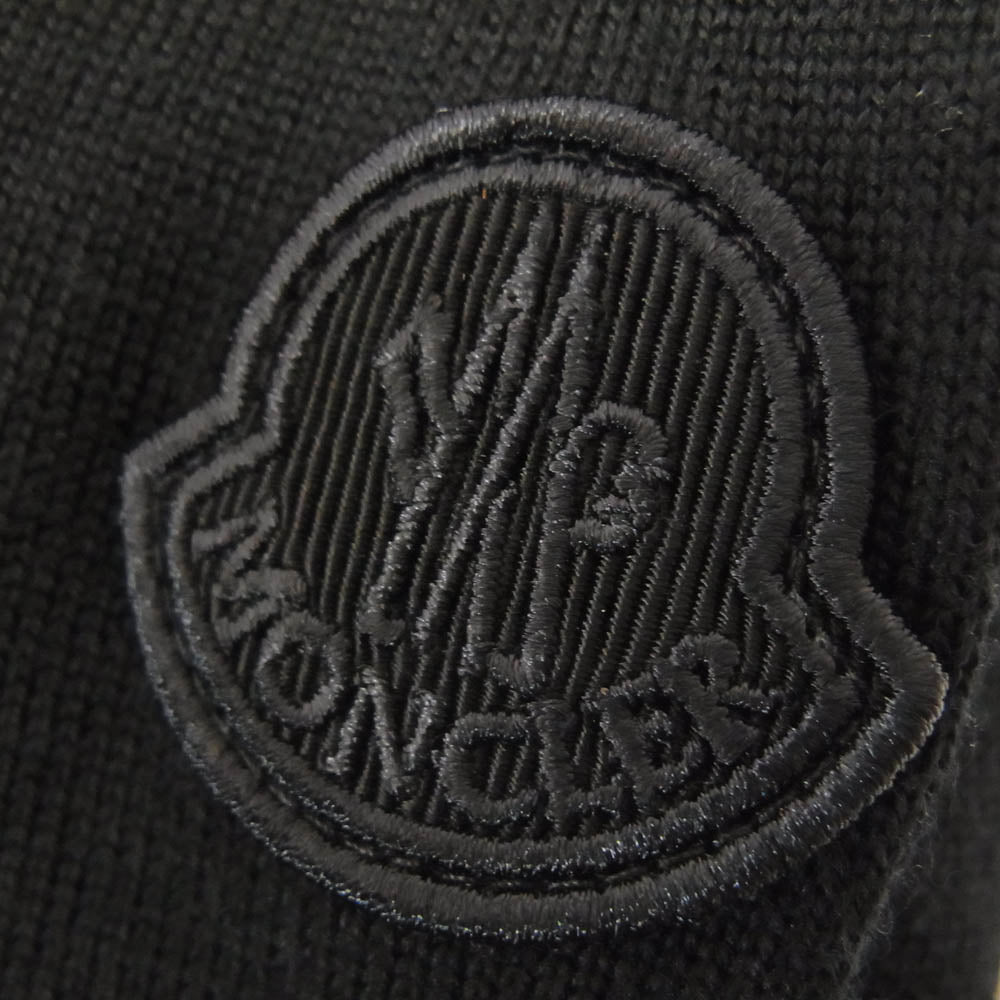 MONCLER モンクレール G20939B00012 CARDIGAN TRICOT ナイロン ニット 切替 フリル ジップ カーディガン ジャケット ブラック系 S【中古】
