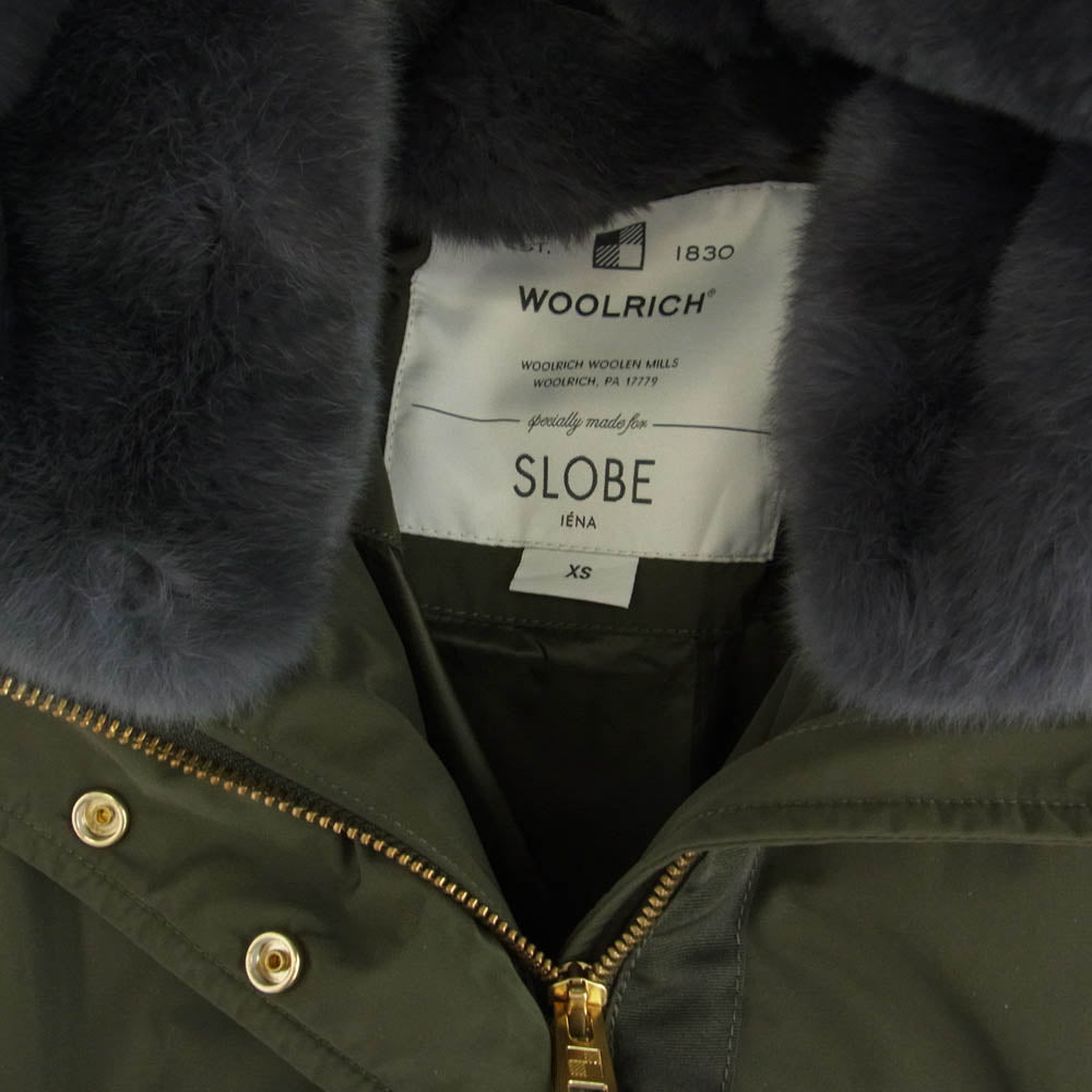 WOOLRICH ウールリッチ SLOBE IENA PUFFYPARKA スローブイエナ別注 ファー フード ダウンコート ダウンジャケット XS カーキ系 XS【中古】