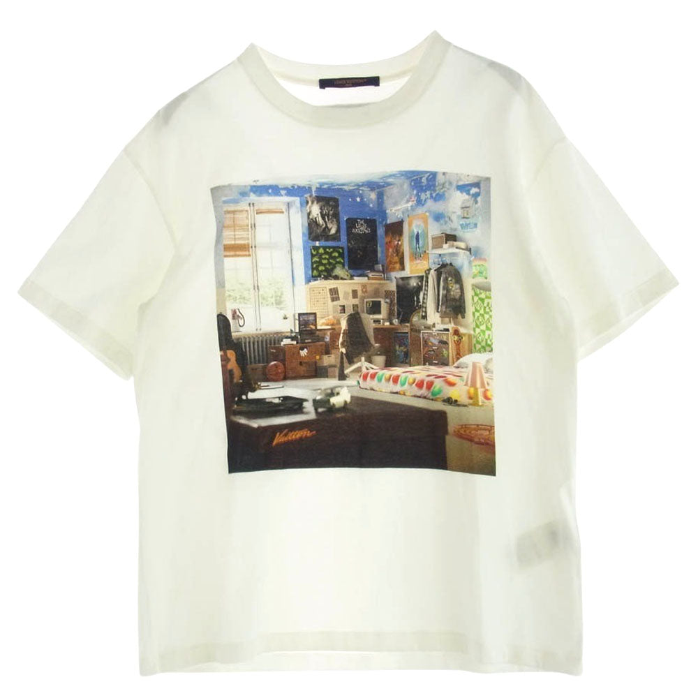 LOUIS VUITTON ルイ・ヴィトン 23AW HPY80W プリンテッドコットンクルーネック Tシャツ 半袖 L ホワイト オフホワイト系 L【中古】