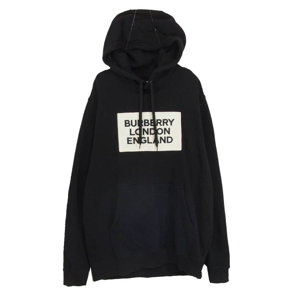 BURBERRY LONDON バーバリー ロンドン 8021437 パイルボックスロゴ プルオーバー スウェット パーカー ブラック系 L【中古】