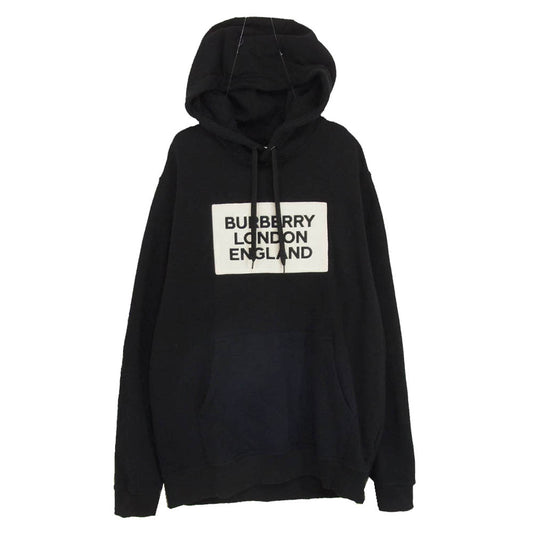 BURBERRY LONDON バーバリー ロンドン 8021437 パイルボックスロゴ プルオーバー スウェット パーカー ブラック系 L【中古】