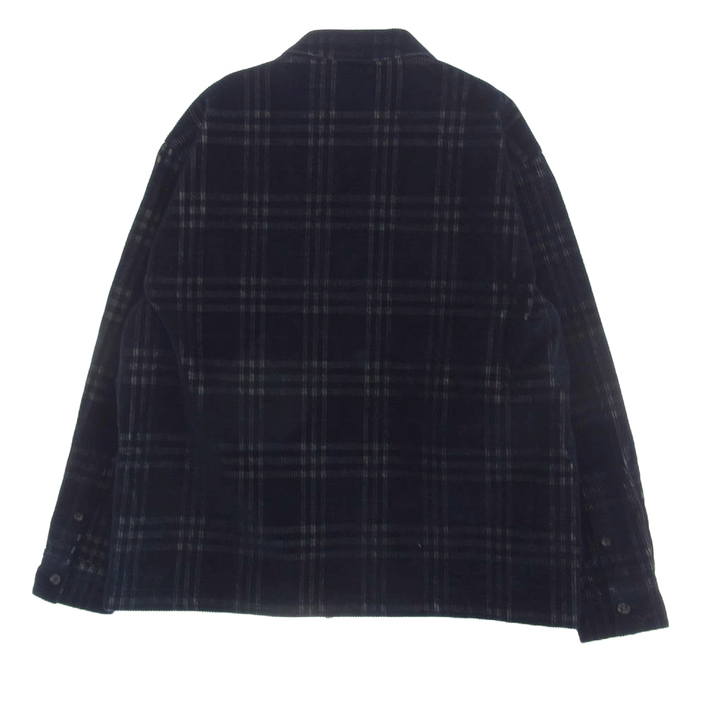 BURBERRY LONDON バーバリー ロンドン 8071947 チェック柄 コーデュロイ ジップ ジャケット L ネイビー ネイビー系 L【美品】【中古】