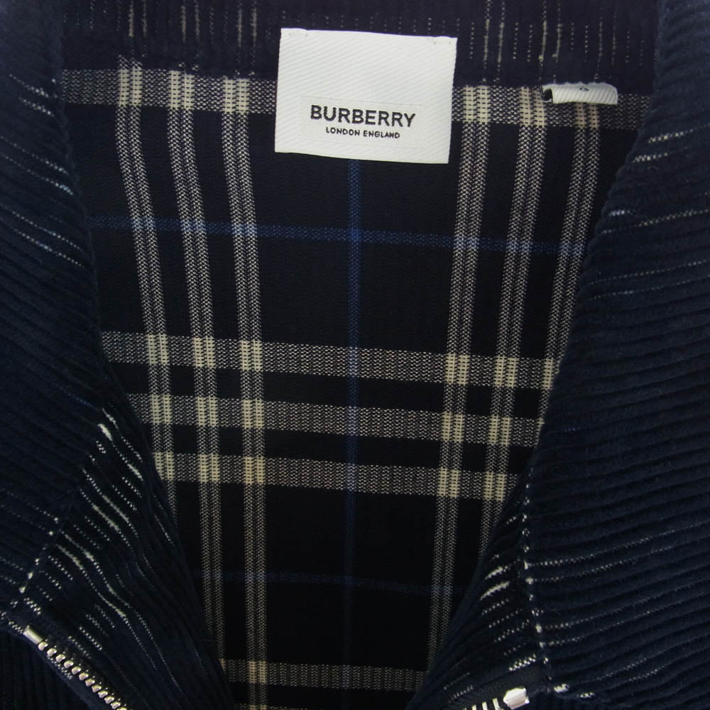 BURBERRY LONDON バーバリー ロンドン 8071947 チェック柄 コーデュロイ ジップ ジャケット L ネイビー ネイビー系 L【美品】【中古】