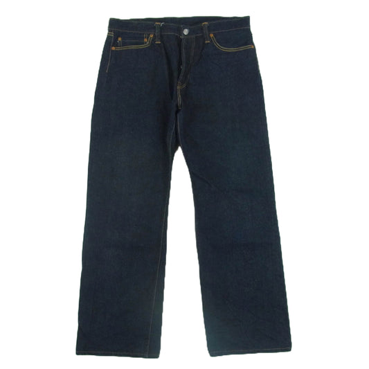 THE FLAT HEAD ザフラットヘッド 3005 ストレート デニム パンツ ボタンフライ 革パッチ 赤耳 セルビッジ インディゴブルー系 W36 L36【中古】