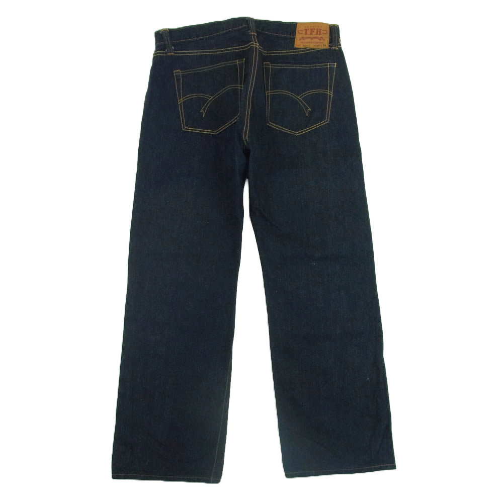 THE FLAT HEAD ザフラットヘッド 3005 ストレート デニム パンツ ボタンフライ 革パッチ 赤耳 セルビッジ インディゴブルー系 W36 L36【中古】