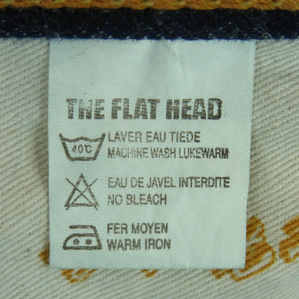 THE FLAT HEAD ザフラットヘッド 3005 ストレート デニム パンツ ボタンフライ 革パッチ 赤耳 セルビッジ インディゴブルー系 W36 L36【中古】