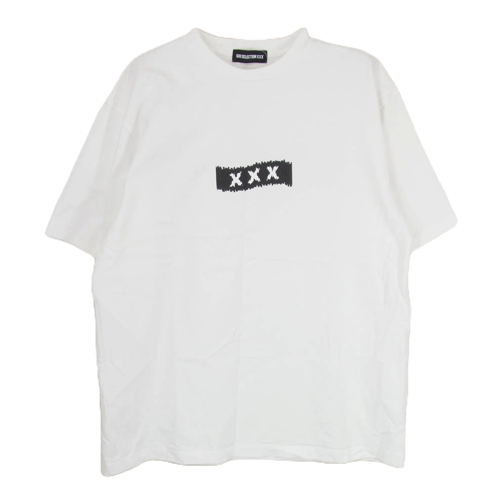 GOD SELECTION XXX ゴッドセレクション GX-S23-KKST-01 × Kosuke Kawamura 河村康輔 シュレッダー加工 ロゴ プリント 半袖 Tシャツ ホワイト系 XL【美品】【中古】