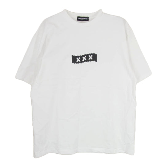 GOD SELECTION XXX ゴッドセレクション GX-S23-KKST-01 × Kosuke Kawamura 河村康輔 シュレッダー加工 ロゴ プリント 半袖 Tシャツ ホワイト系 XL【美品】【中古】