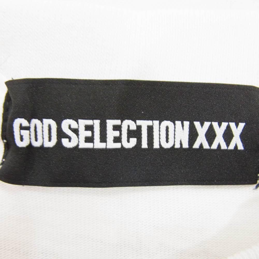 GOD SELECTION XXX ゴッドセレクション GX-S23-KKST-01 × Kosuke Kawamura 河村康輔 シュレッダー加工 ロゴ プリント 半袖 Tシャツ ホワイト系 XL【美品】【中古】