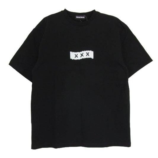 GOD SELECTION XXX ゴッドセレクション GX-S23-KKST-01 × Kosuke Kawamura 河村康輔 シュレッダー加工 ロゴ 半袖 Tシャツ ブラック系 XL【美品】【中古】