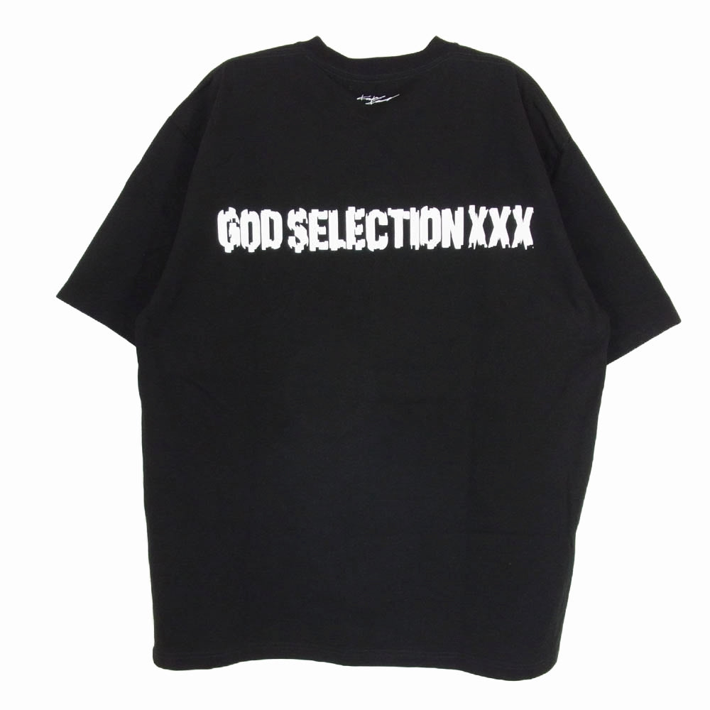 GOD SELECTION XXX ゴッドセレクション GX-S23-KKST-01 × Kosuke Kawamura 河村康輔 シュレッダー加工 ロゴ 半袖 Tシャツ ブラック系 XL【美品】【中古】