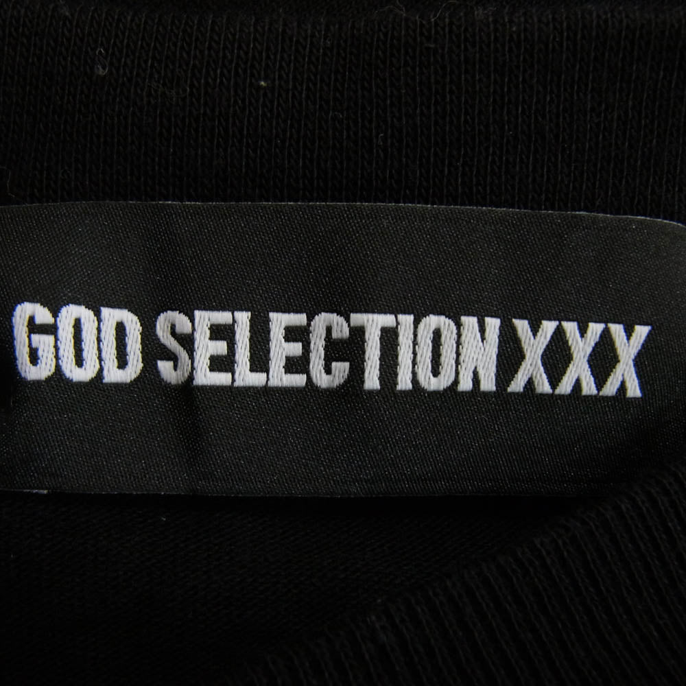 GOD SELECTION XXX ゴッドセレクション GX-S23-KKST-01 × Kosuke Kawamura 河村康輔 シュレッダー加工 ロゴ 半袖 Tシャツ ブラック系 XL【美品】【中古】