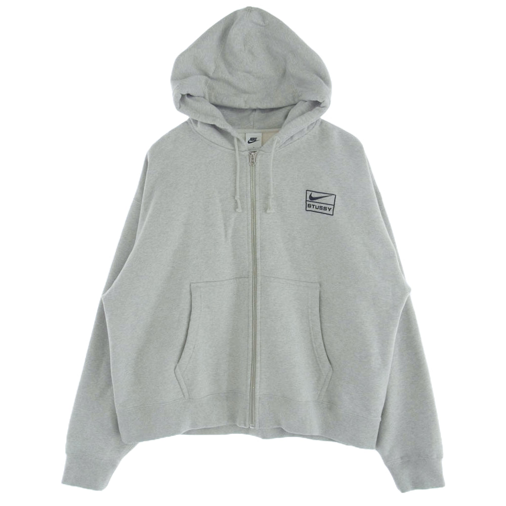 NIKE ナイキ 23AW FJ9181-050 × STUSSY FLEECE Full Zip HOODIE GREY HEATHER フリース ジップ スウェット フーディー パーカー グレー L グレー系 L【中古】