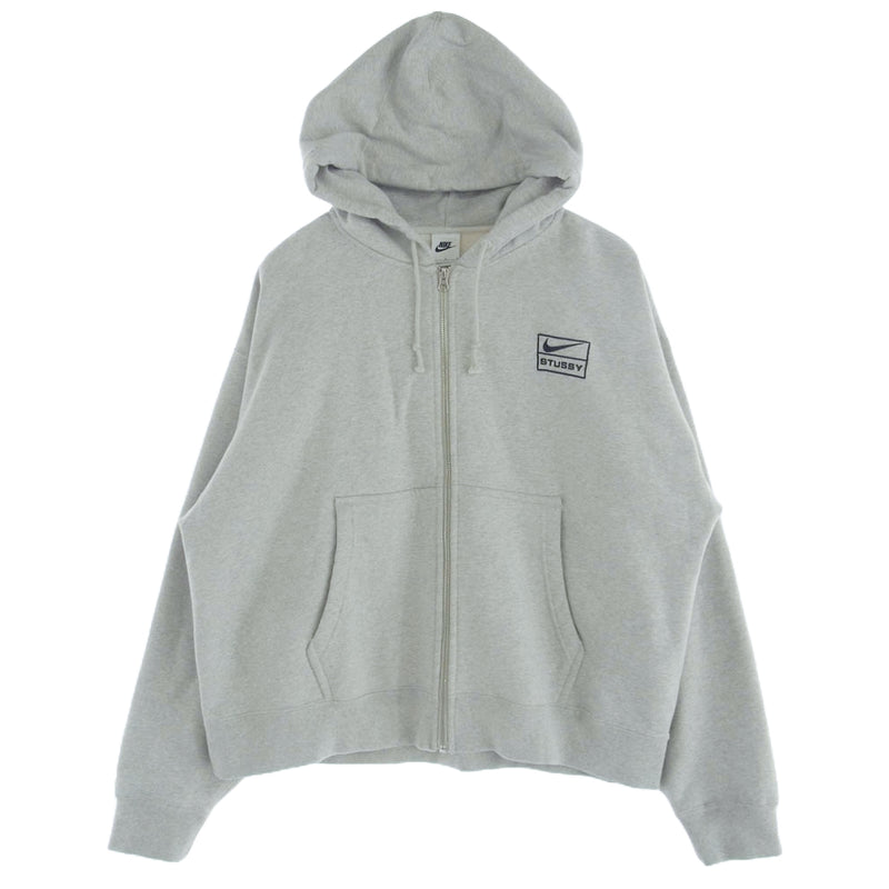 NIKE ナイキ 23AW FJ9181-050 × STUSSY FLEECE Full Zip HOODIE GREY HEATHER フリース ジップ スウェット フーディー パーカー グレー L グレー系 L【中古】