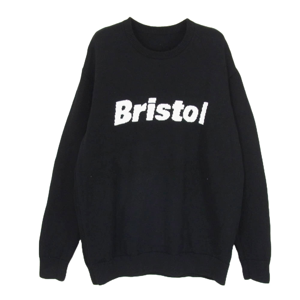 F.C.R.B. エフシーアールビー 24SS FCRB-240087 AUTHENTIC LOGO CREWNECK KNIT Bristol オーセンティックロゴ クルーネック コットン ニット セーター ブラック系 L【美品】【中古】