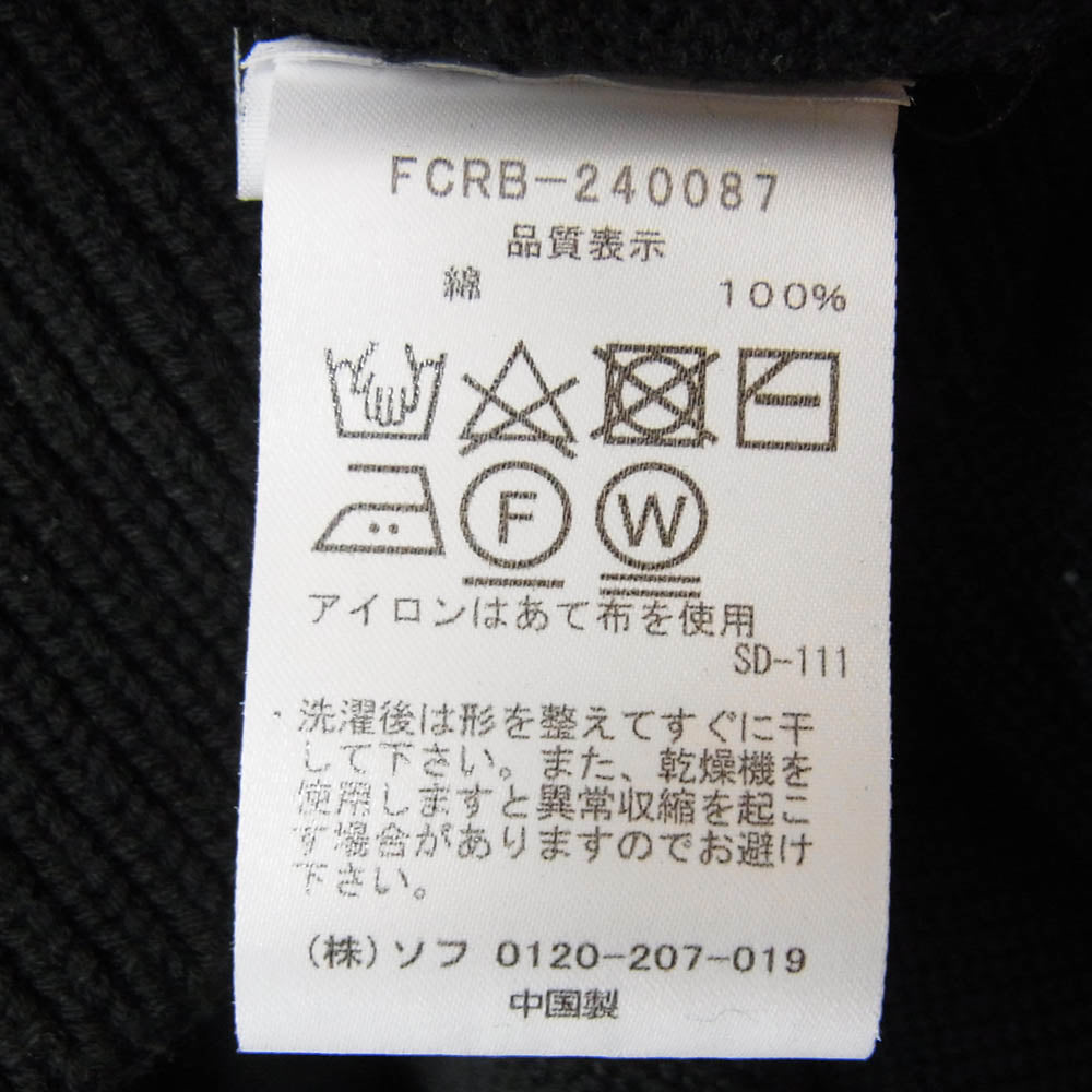 F.C.R.B. エフシーアールビー 24SS FCRB-240087 AUTHENTIC LOGO CREWNECK KNIT Bristol オーセンティックロゴ クルーネック コットン ニット セーター ブラック系 L【美品】【中古】