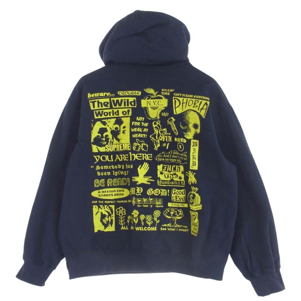 Supreme シュプリーム 24AW Wild Embroidered Hooded Sweatshirt ワイルドエンブロイダード フーディー スウェット シャツ ネイビー M ネイビー系 M【中古】