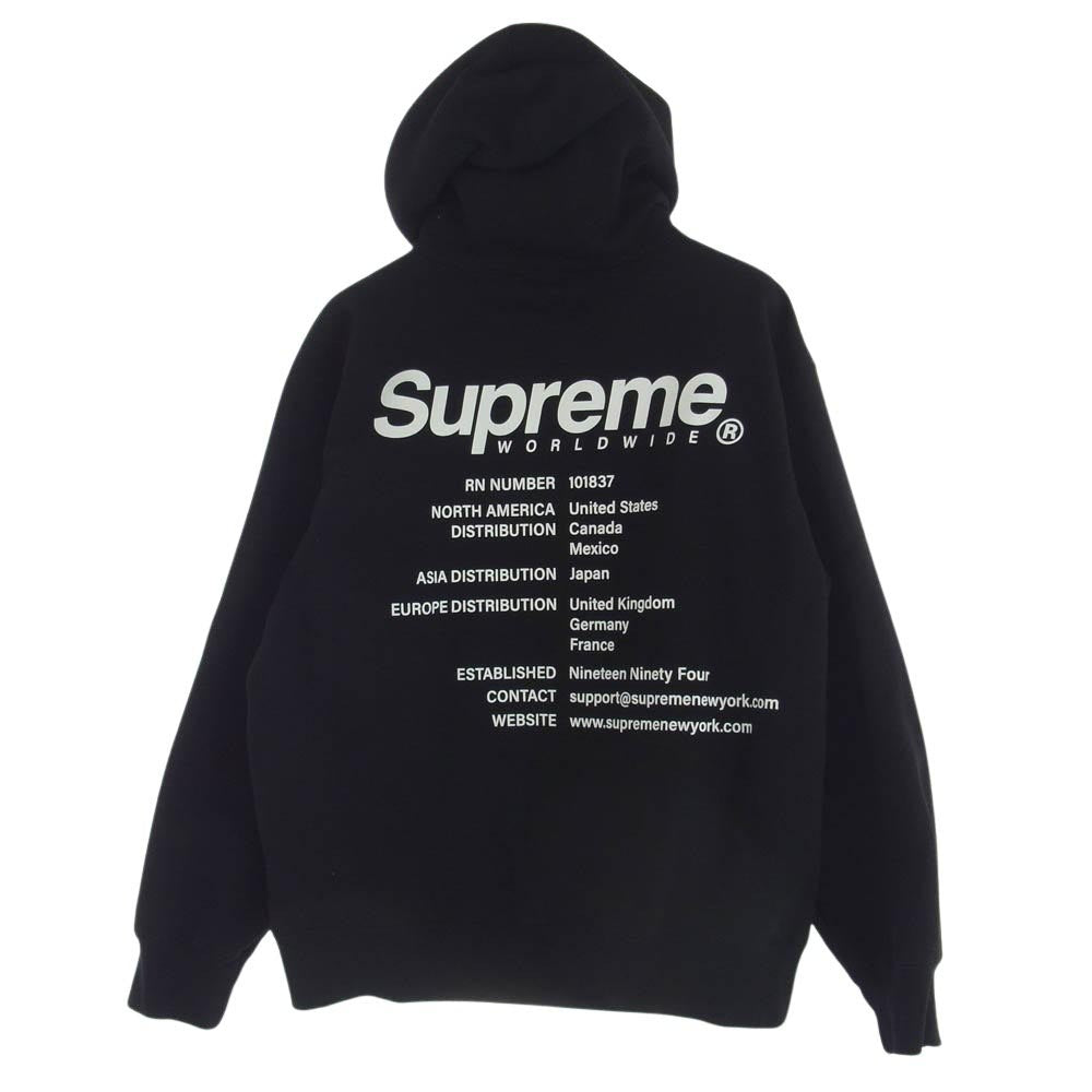 Supreme シュプリーム 23AW Worldwide Hooded Sweatshirt Black ワールドワイド フーディー スウェット シャツ ブラック L ブラック系 L【中古】