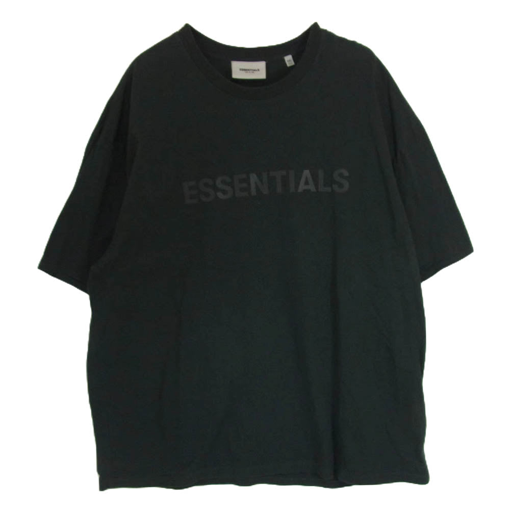 FEAR OF GOD フィアオブゴッド ESSENTIALS エッセンシャルズ FOG ラバーロゴ クルーネック 半袖 Tシャツ ブラック系 XXL【中古】