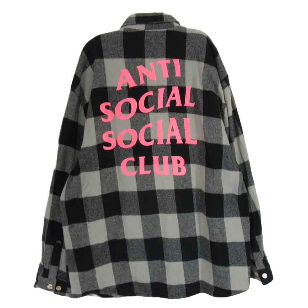 アンチソーシャルソーシャルクラブ バッファローチェック バックロゴ 長袖 シャツ ブラック系 XXL【中古】