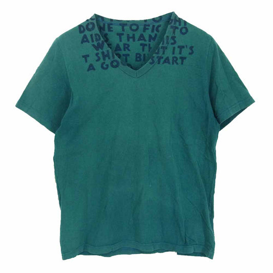 MAISON MARGIELA メゾンマルジェラ S30GC9989 S20299 エイズ ロゴ Vネック 半袖 Tシャツ グリーン系 M【中古】
