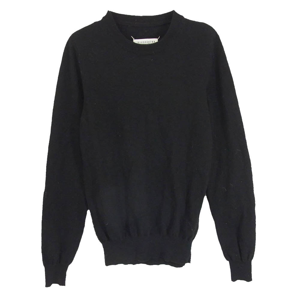 MAISON MARGIELA メゾンマルジェラ 14AW S30HA0747 S15011 14ライン エルボーパッチ クルーネック ニット ブラック系 S【中古】