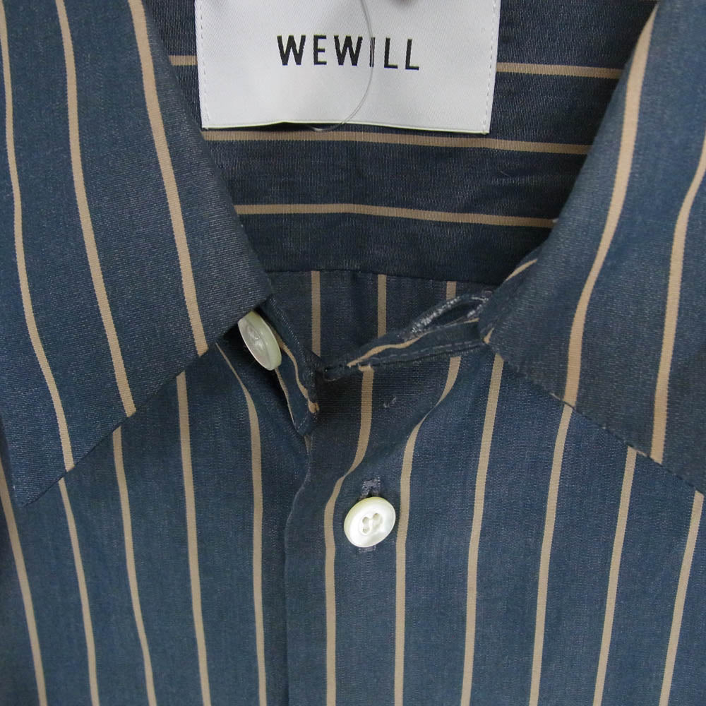 WEWILL ウィーウィル W-012-5007 DT SHIRT ストライプ 長袖 シャツ ネイビー系 2【中古】