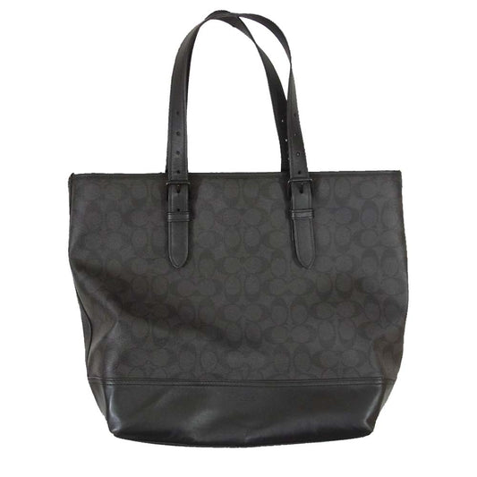 COACH コーチ K1677-F57566 シグネチャー レザー トート バッグ ブラック系【中古】
