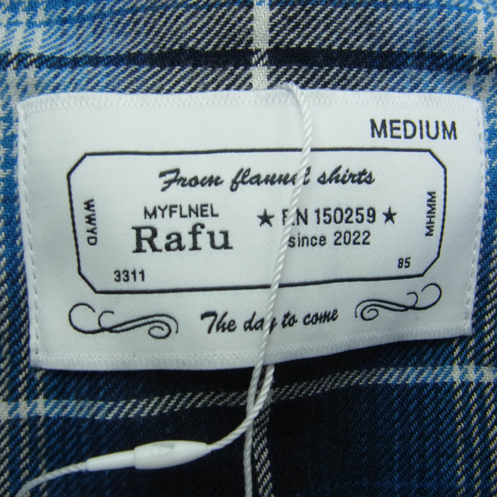 ラフ Rafu002 western shirt チェック ウエスタン 長袖 シャツ ブルー系 M【新古品】【未使用】【中古】