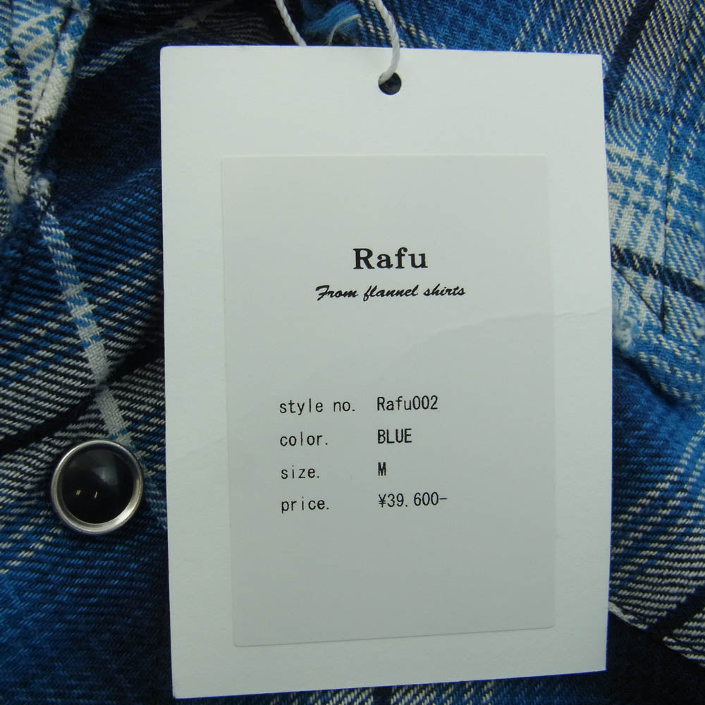 ラフ Rafu002 western shirt チェック ウエスタン 長袖 シャツ ブルー系 M【新古品】【未使用】【中古】
