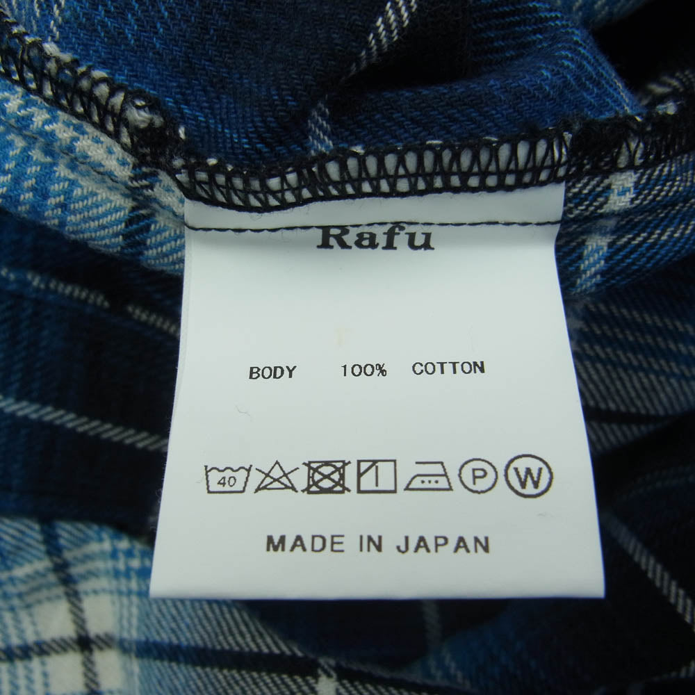 ラフ Rafu002 western shirt チェック ウエスタン 長袖 シャツ ブルー系 M【新古品】【未使用】【中古】