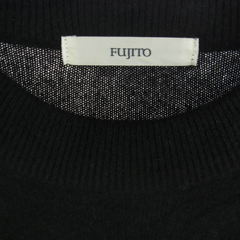 FUJITO フジト カシミア100% クルーネック ニット セーター ブラック系 2【中古】