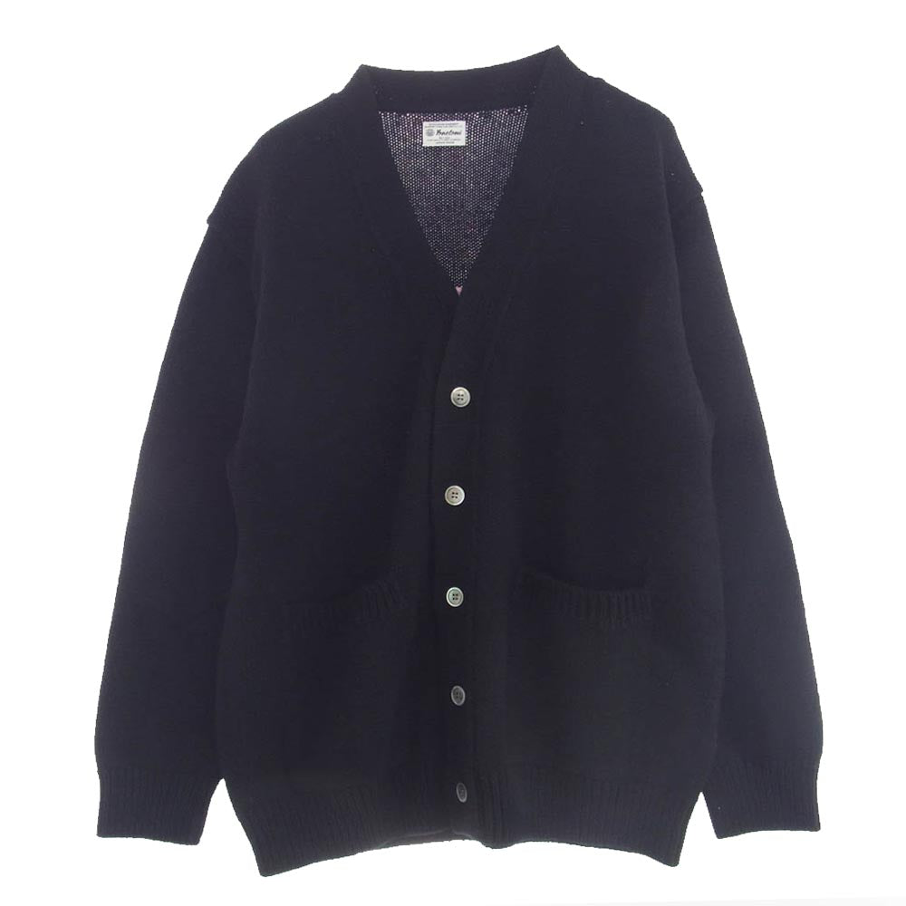 Yonetomi ヨネトミ SOFT LAMB WOOL KNIT CARDIGAN ウール ニット カーディガン ブラック系 4【中古】