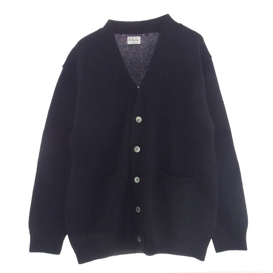 Yonetomi ヨネトミ SOFT LAMB WOOL KNIT CARDIGAN ウール ニット カーディガン ブラック系 4【中古】