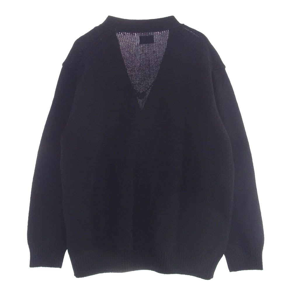 Yonetomi ヨネトミ SOFT LAMB WOOL KNIT CARDIGAN ウール ニット カーディガン ブラック系 4【中古】