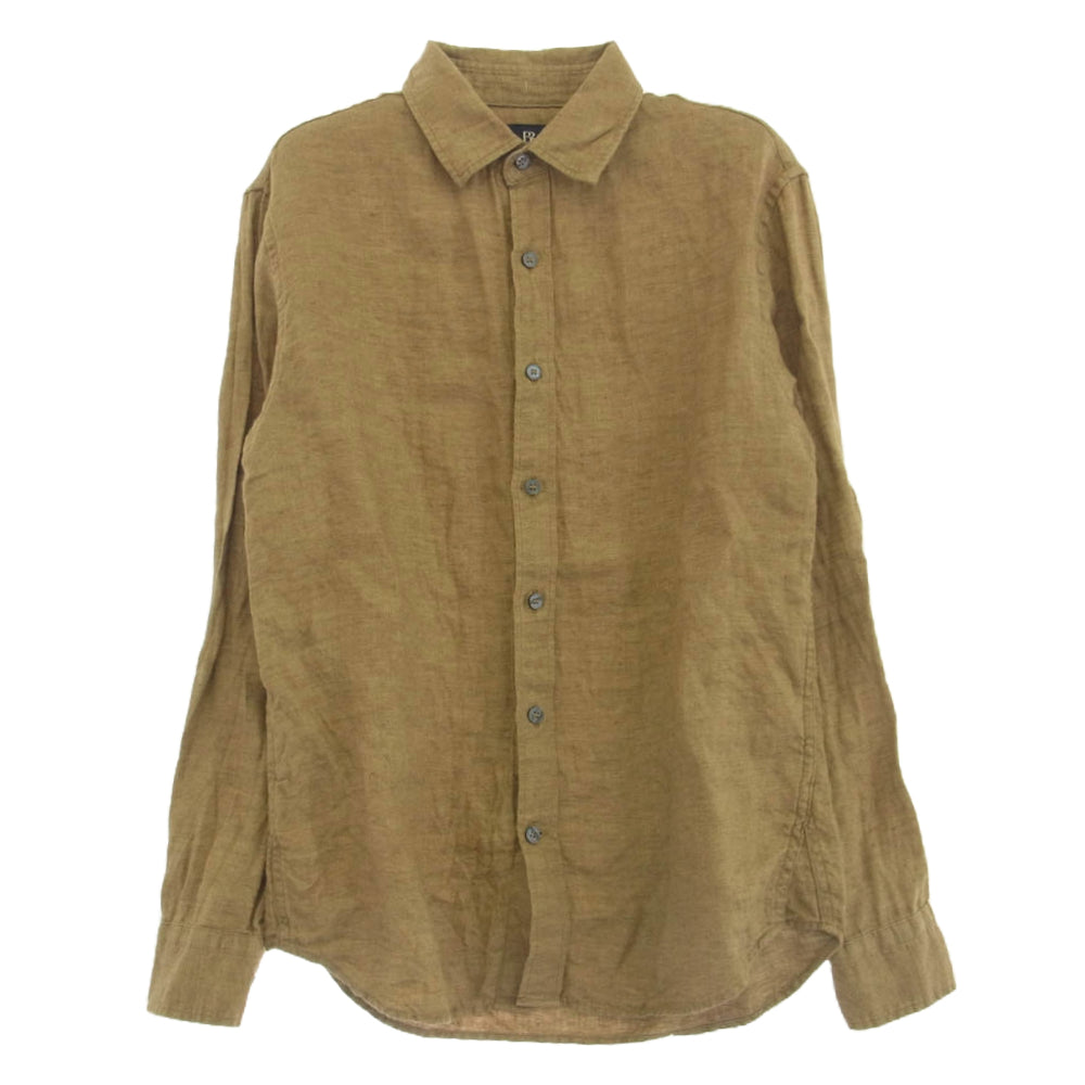 バナナリパブリック 762184-10 Standard Castello Linen Shirt 長袖 リネン シャツ ライトブラウン系 S【中古】