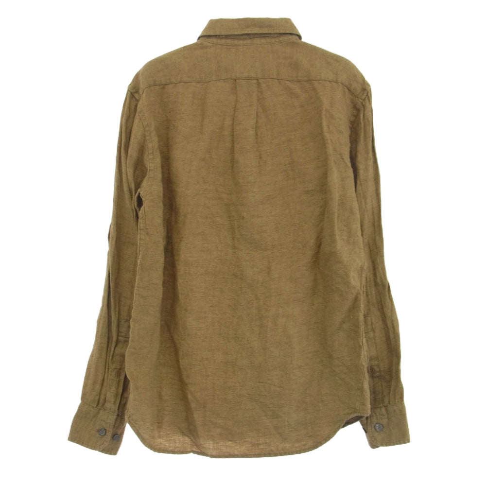 バナナリパブリック 762184-10 Standard Castello Linen Shirt 長袖 リネン シャツ ライトブラウン系 S【中古】