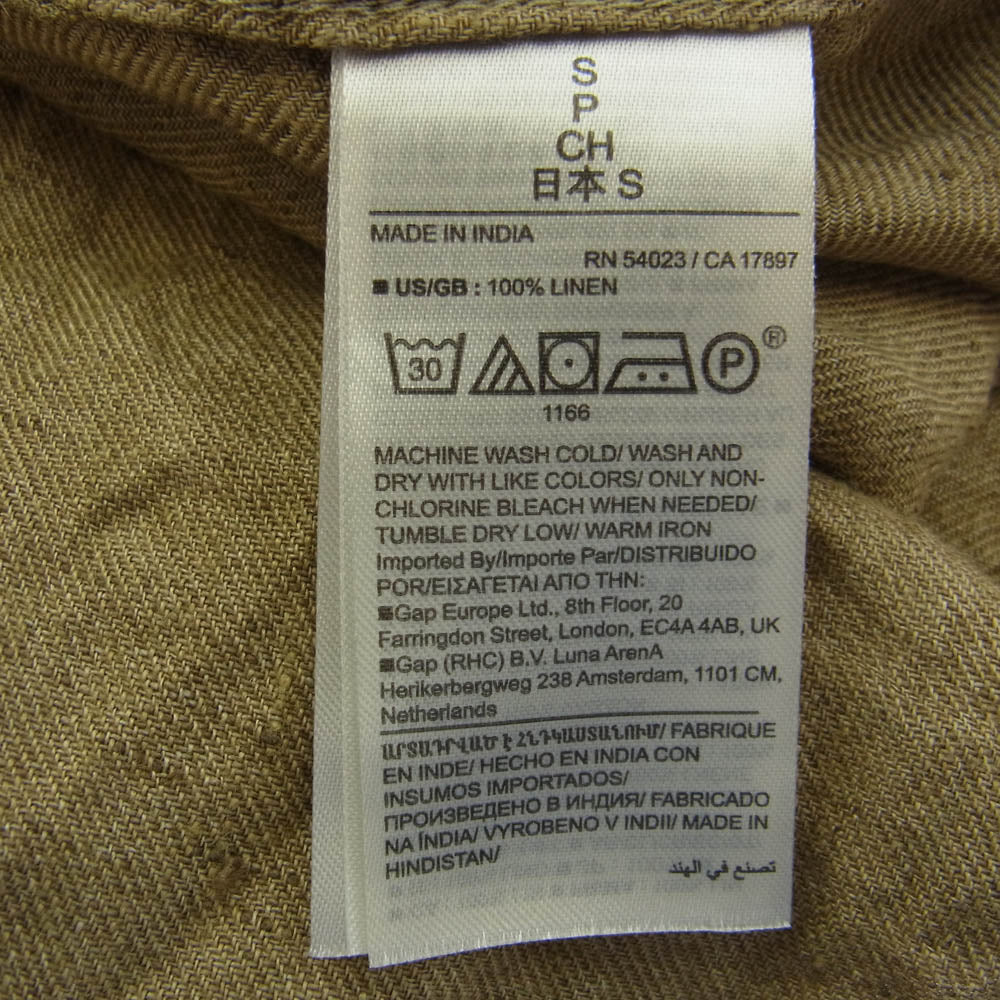 バナナリパブリック 762184-10 Standard Castello Linen Shirt 長袖 リネン シャツ ライトブラウン系 S【中古】