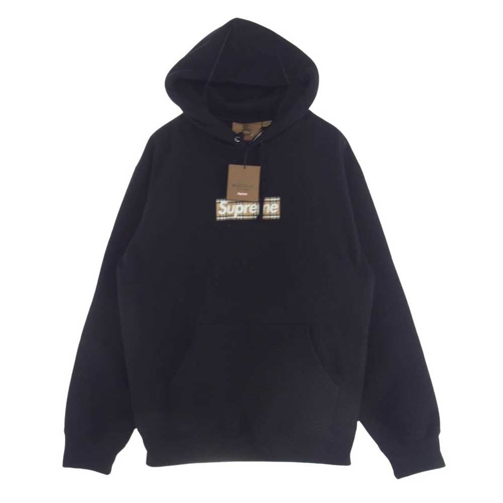 Supreme シュプリーム BURBERRY 22SS Box Logo Hooded Sweatshirt バーバリー ボックスロゴ フーデッド スウェット パーカー ブラック系 M【極上美品】【中古】