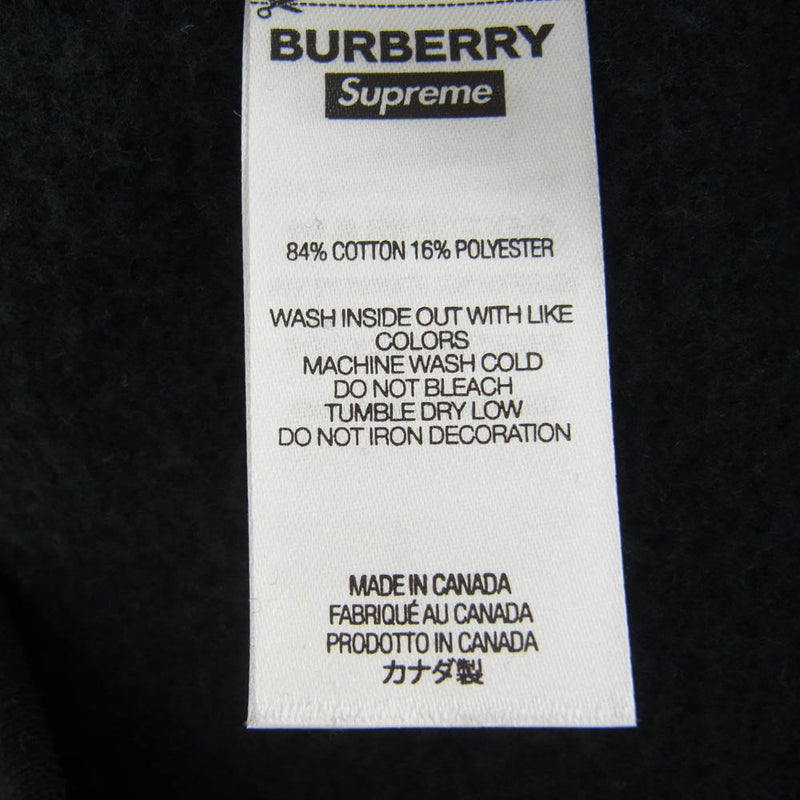 Supreme シュプリーム BURBERRY 22SS Box Logo Hooded Sweatshirt バーバリー ボックスロゴ フーデッド スウェット パーカー ブラック系 M【極上美品】【中古】