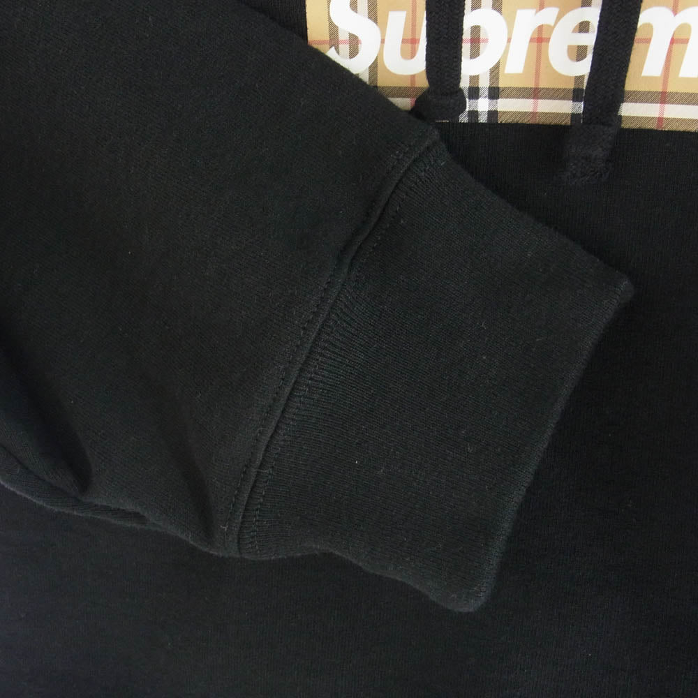 Supreme シュプリーム BURBERRY 22SS Box Logo Hooded Sweatshirt バーバリー ボックスロゴ フーデッド スウェット パーカー ブラック系 M【極上美品】【中古】